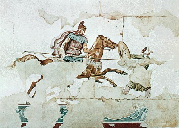 Василеос Александар Македонски во битка со персиец, фреска од Ага