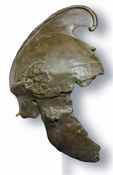 Wrought iron helmet from the Makedonian phalanx from the time of vasileos Philippoy of Makedonia, found in 1998 at the place Isap Mrvinci