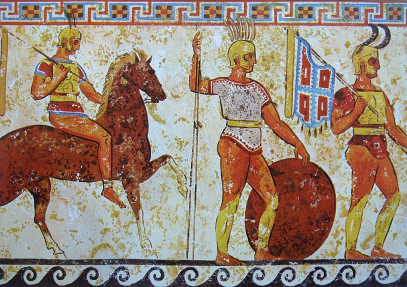 фреска од гробот на Нола, археолошки музеј на Неапол - ( Napoli - Italia) - враќање на војници после битка 4 век п.н.е