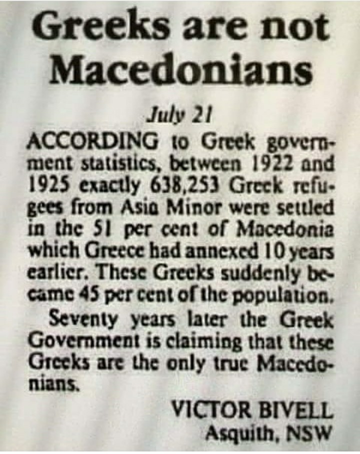 greeks are NOT Macedonians
